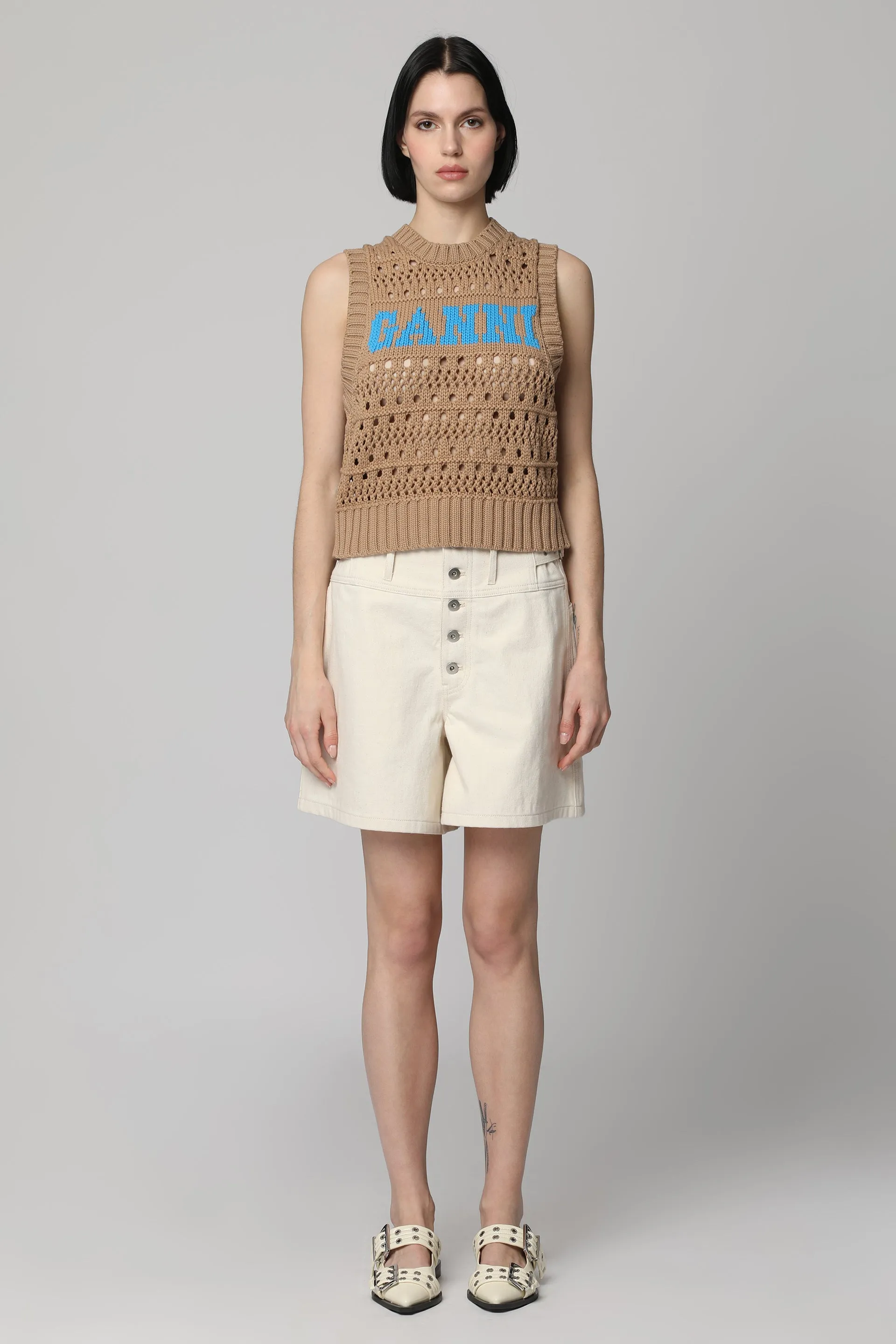 Beige Denim Shorts sold by Lord & Taylor product image thumbnail 3