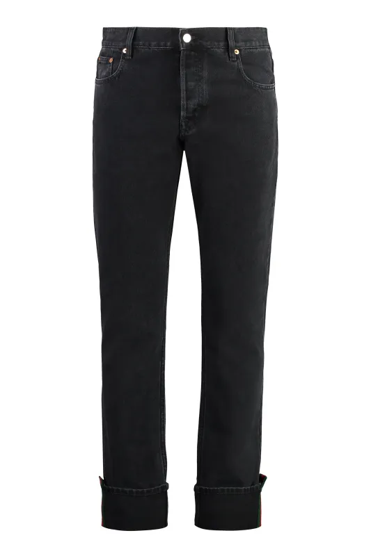 Black 5-Pocket Straight-Leg Jeans sold by Lord & Taylor