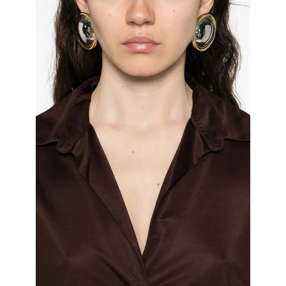 Brown V-Neck Viscose Shirt sold by Lord & Taylor product image thumbnail 2