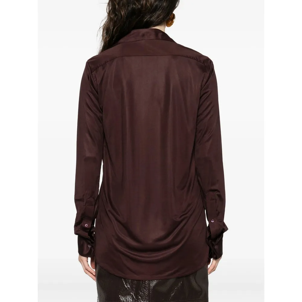 Brown V-Neck Viscose Shirt sold by Lord & Taylor product image thumbnail 4