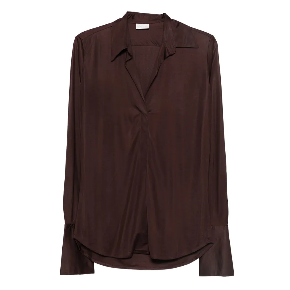 Brown V-Neck Viscose Shirt sold by Lord & Taylor