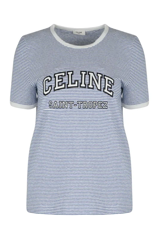 Striped Round-Neck Cotton T-Shirt sold by Lord & Taylor
