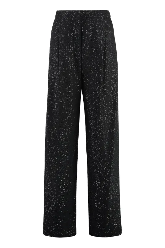 Sequined Satin-Stripe Straight Trousers sold by Lord & Taylor