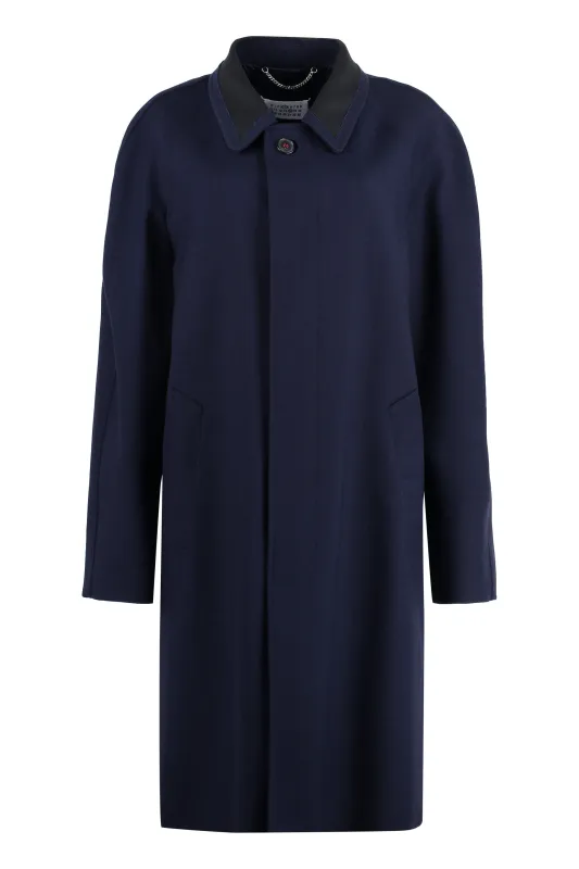 Blue Single-Breasted Wool-Blend Coat sold by Lord & Taylor