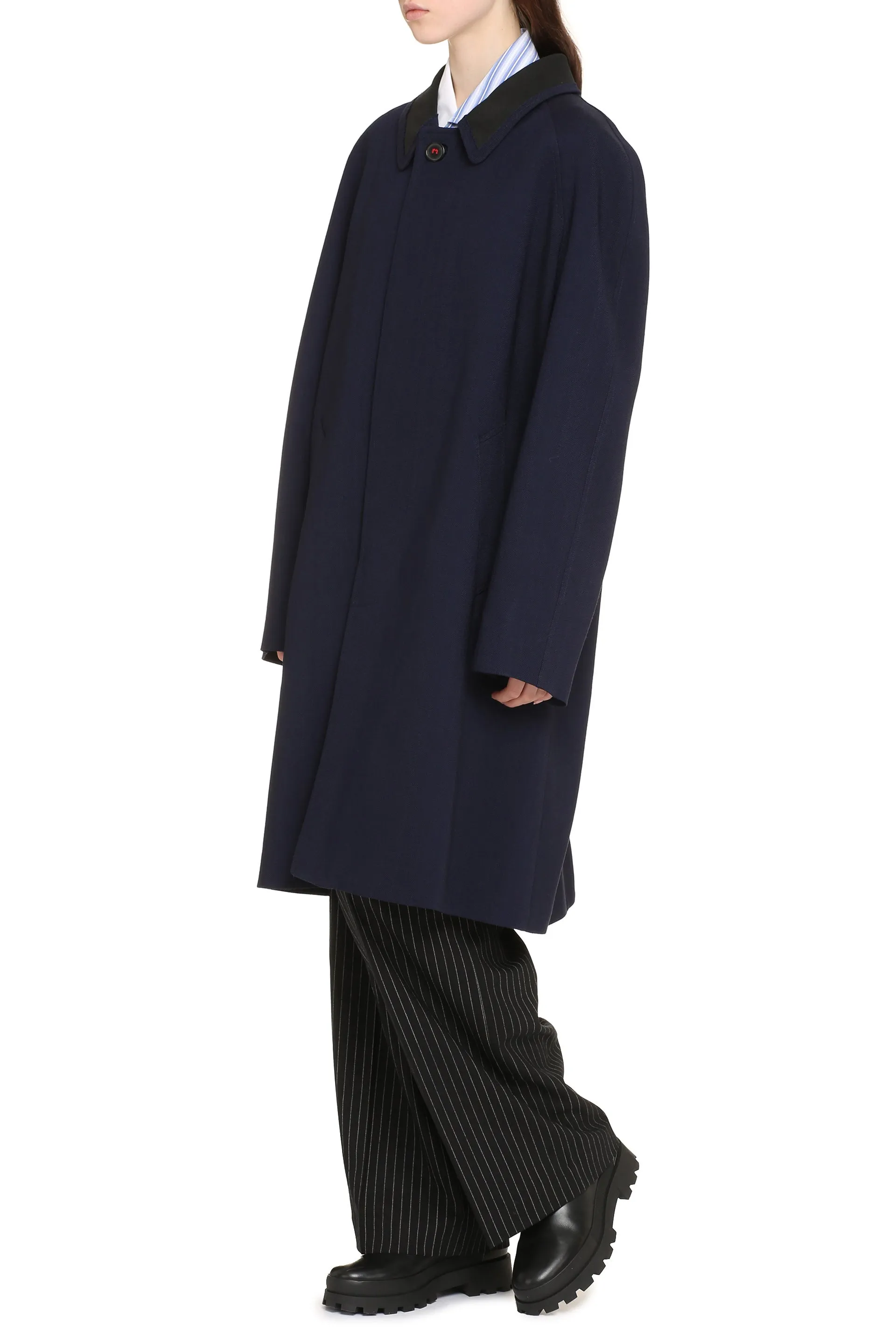 Blue Single-Breasted Wool-Blend Coat sold by Lord & Taylor product image thumbnail 3