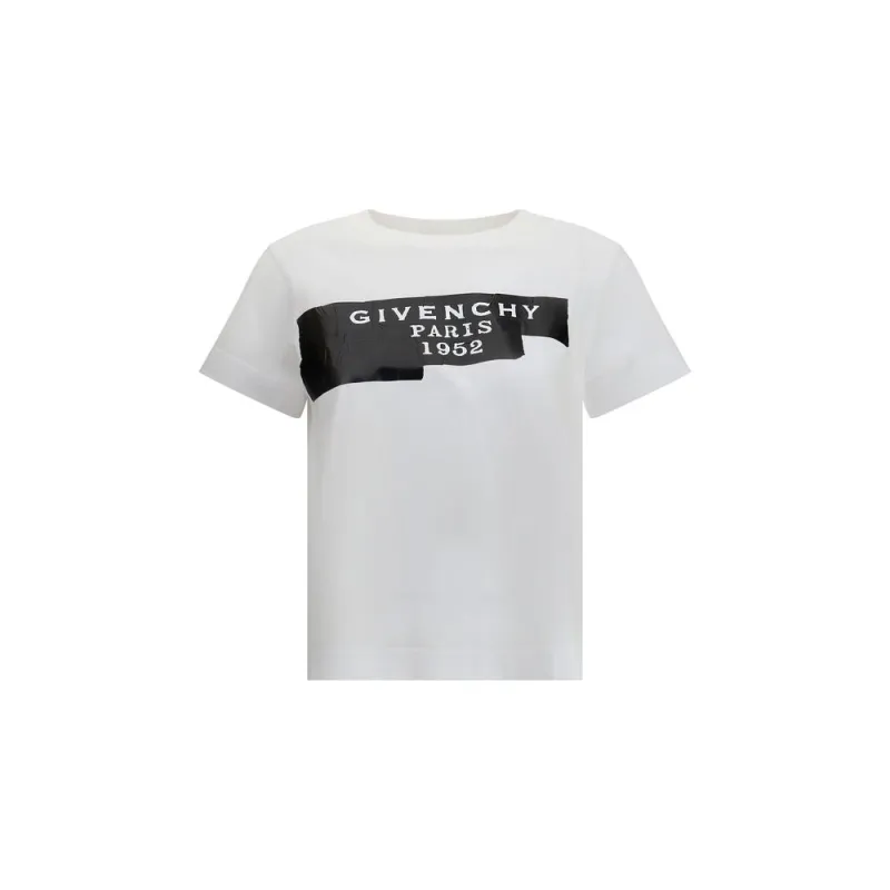 Cotton T-shirt with print black givenchy tape sold by Lord & Taylor