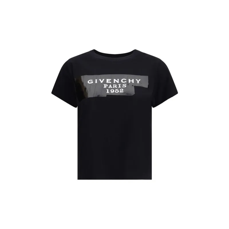 Cotton T-shirt with print black givenchy tape sold by Lord & Taylor