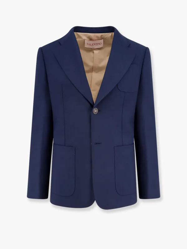 Virgin Wool Blazer with Logoed Buttons sold by Lord & Taylor