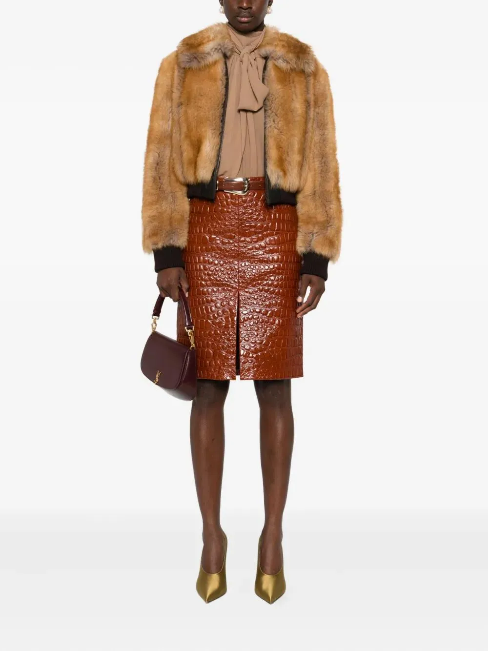 EMBOSSED LEATHER MINI SKIRT sold by Lord & Taylor product image thumbnail 2