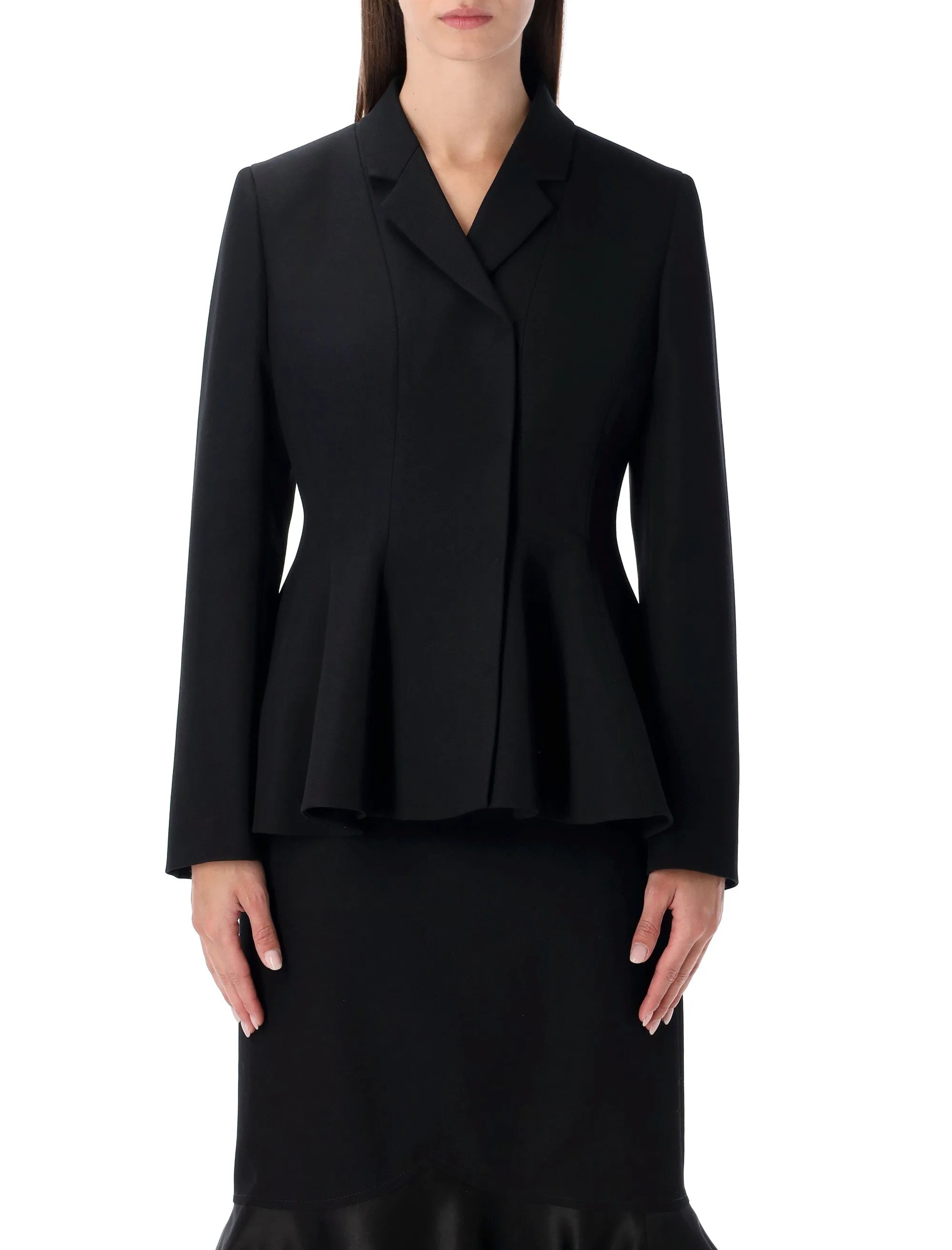 FENDI BLACK WOOL TAILORED PEPLUM JACKET sold by Lord & Taylor