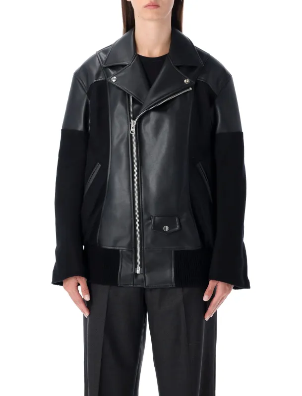 JUNYA WATANABE BLACK ECO-LEATHER AND WOOL JACKET sold by Lord & Taylor