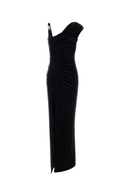 MIDNIGHT BLUE STRETCH VELVET LONG DRESS sold by Lord & Taylor