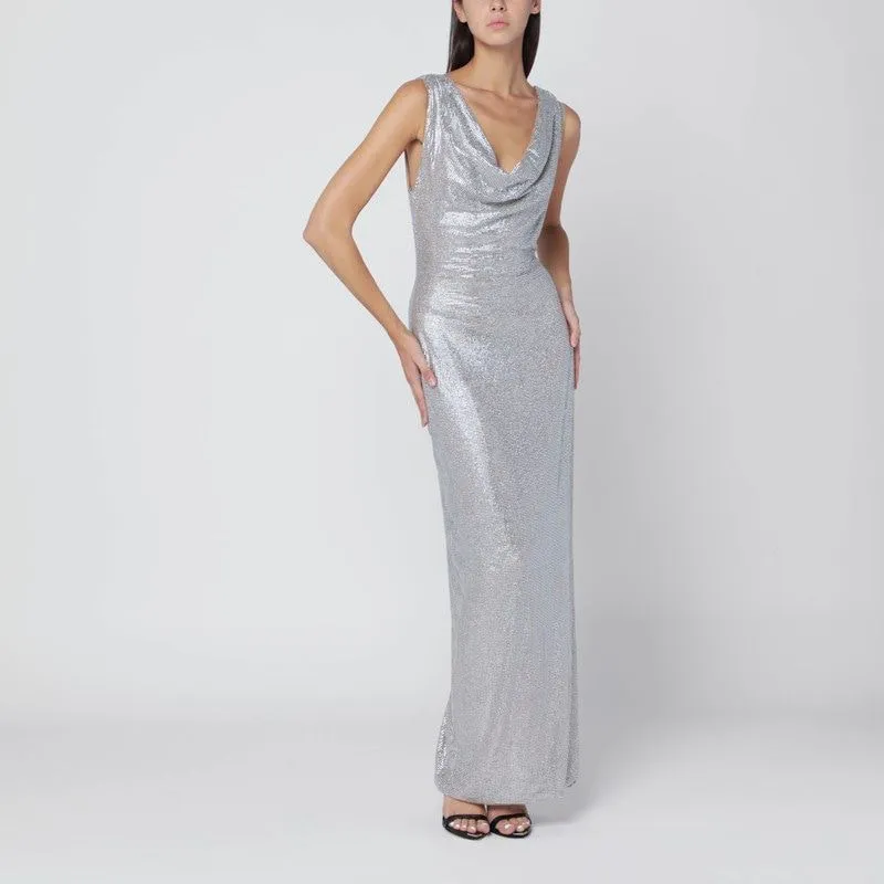 SILVER LONG DRESS WITH CRYSTALS sold by Lord & Taylor