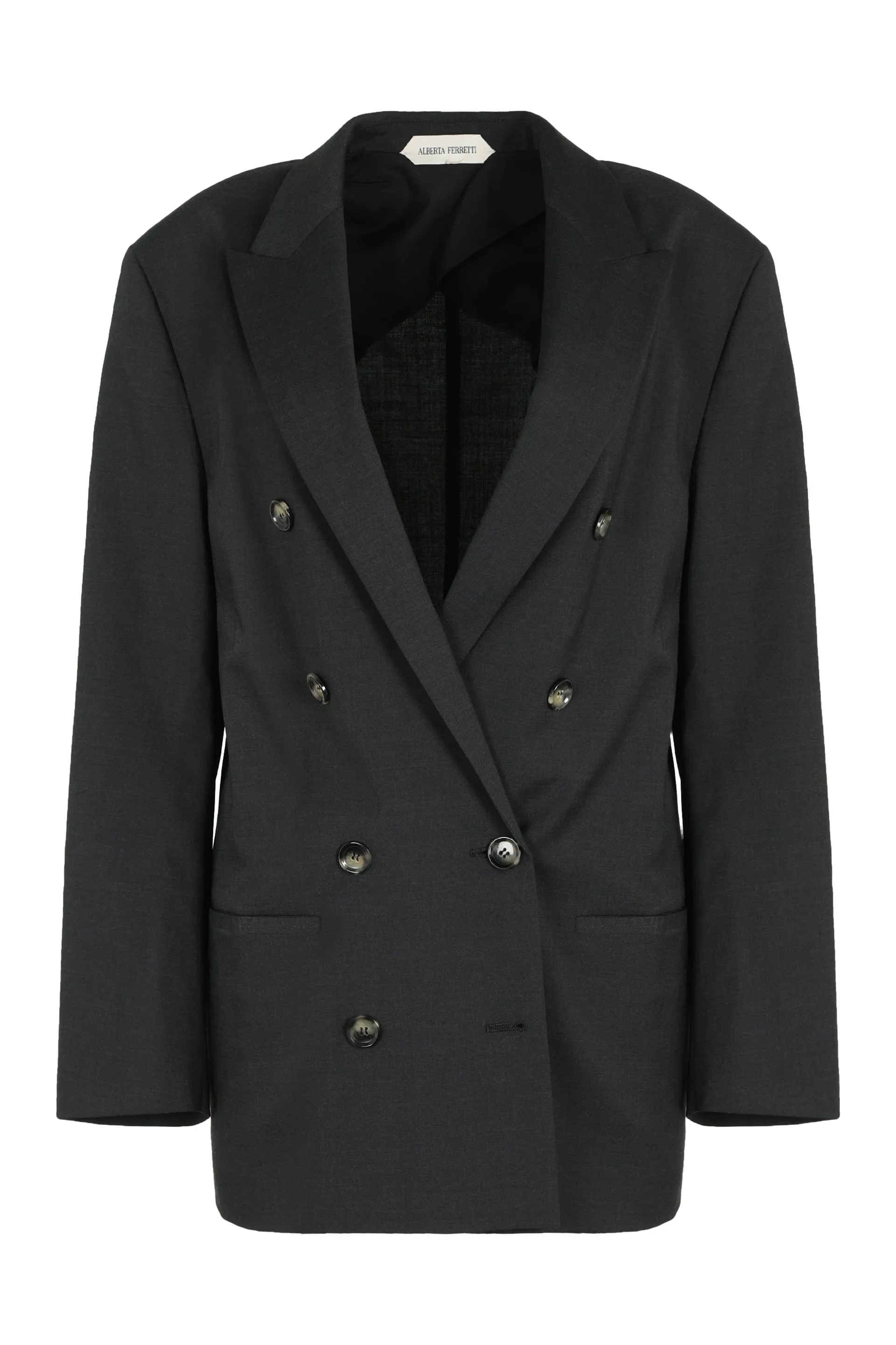DOUBLE-BREASTED BLAZER IN WOOL BLEND sold by Lord & Taylor