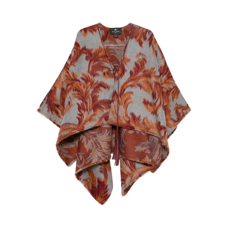 Wool-Blend Cape in Blue/Orange sold by Lord & Taylor