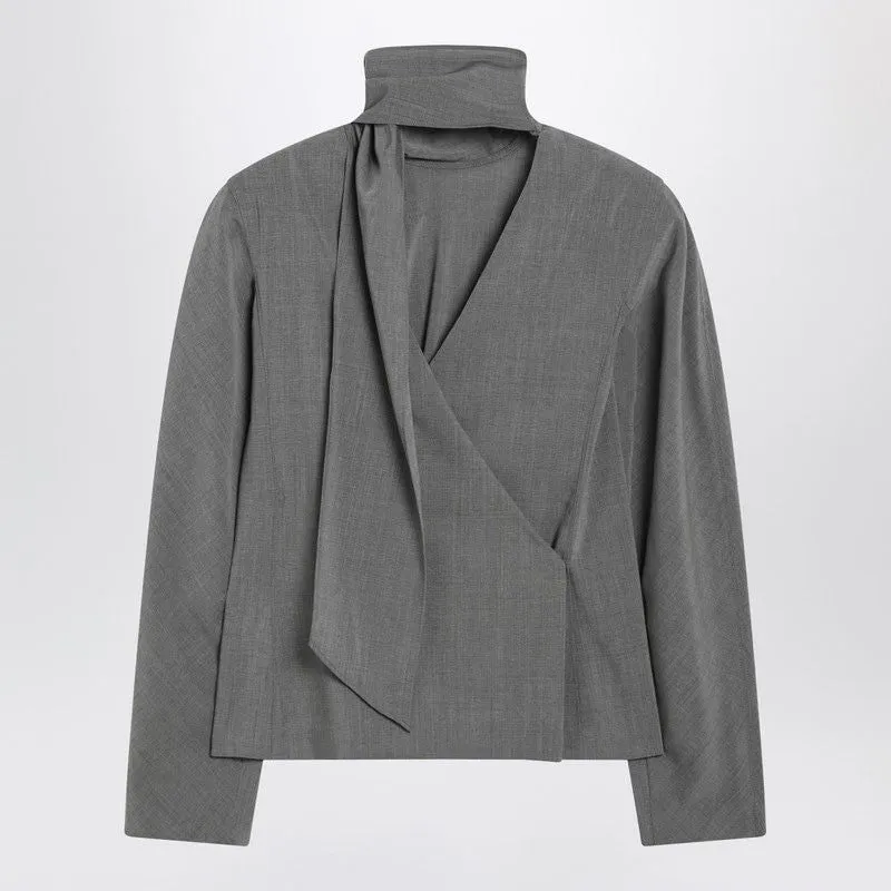 GRAY CHALE BLOUSE WITH SCARF sold by Lord & Taylor product image thumbnail 2