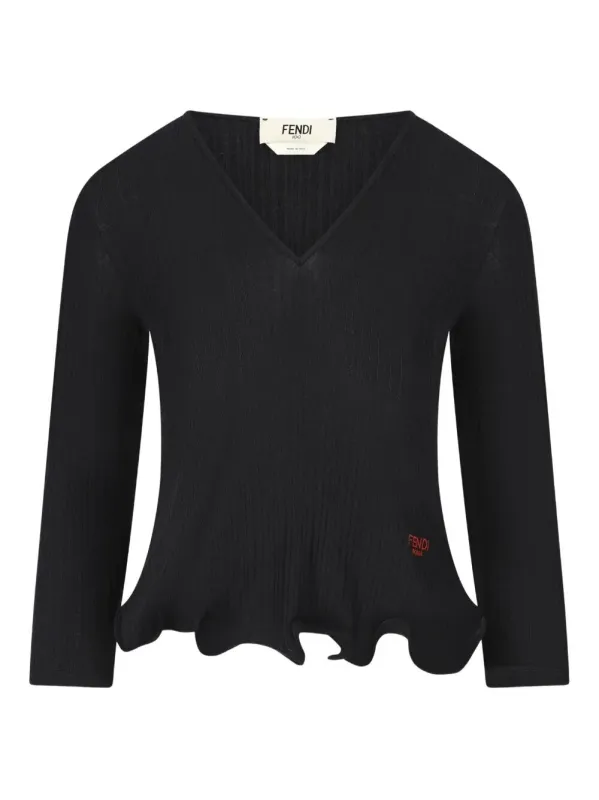 BLACK WOOL PULLOVER WITH LOGO EMBROIDERY sold by Lord & Taylor