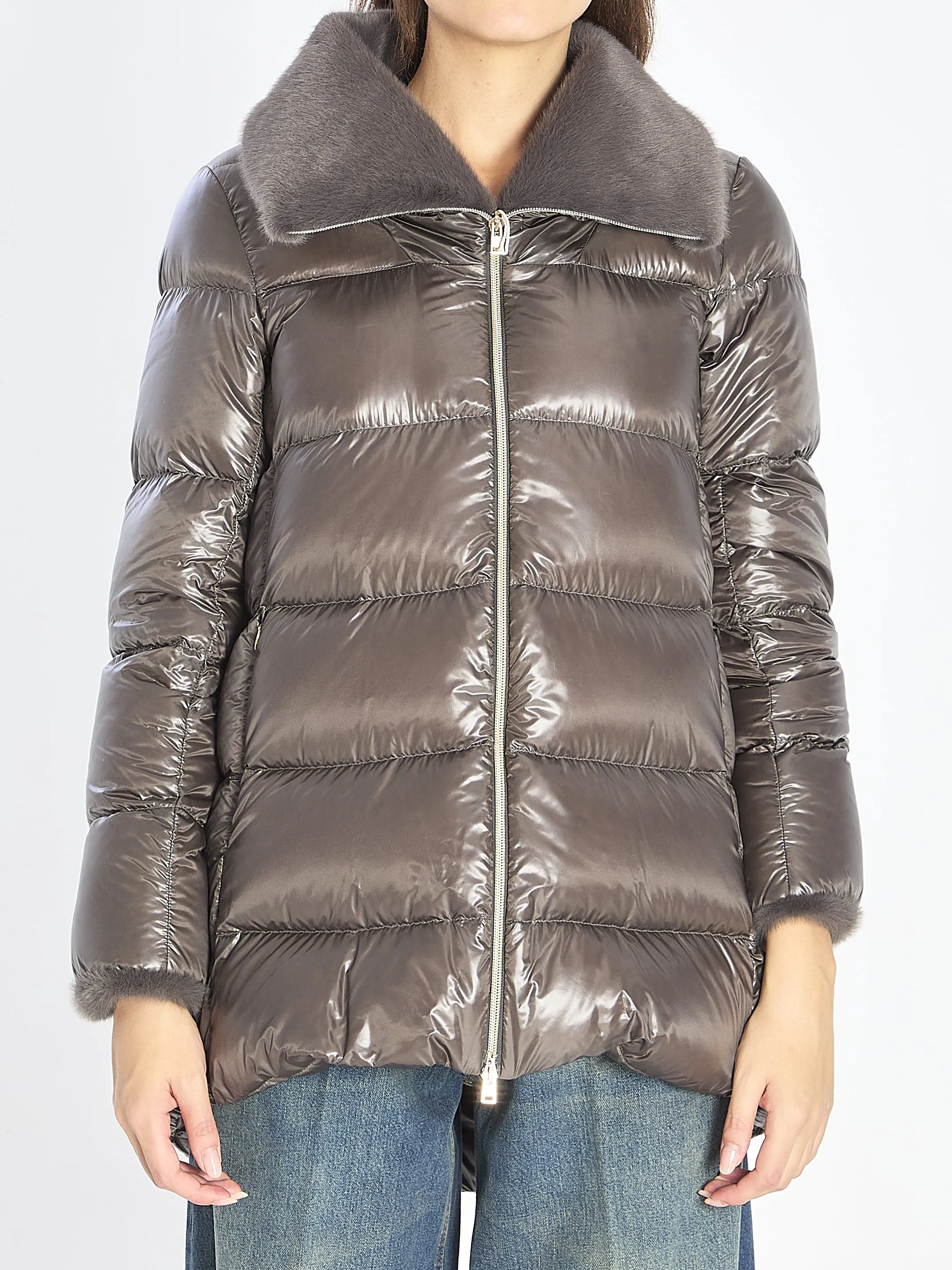 LIGHT PUFFER WITH COLLAR FUR sold by Lord & Taylor