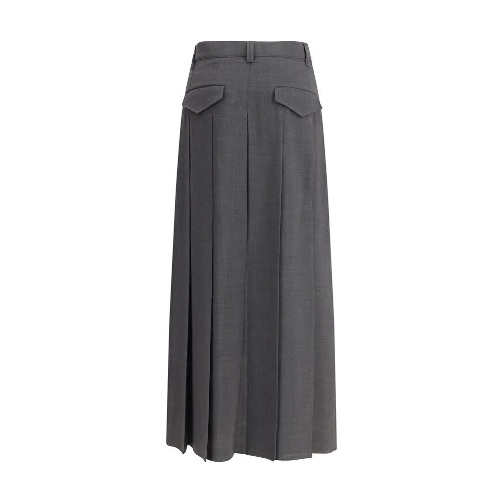 Pleated long Skirt in virgin wool techno gauze sold by Lord & Taylor product image thumbnail 2