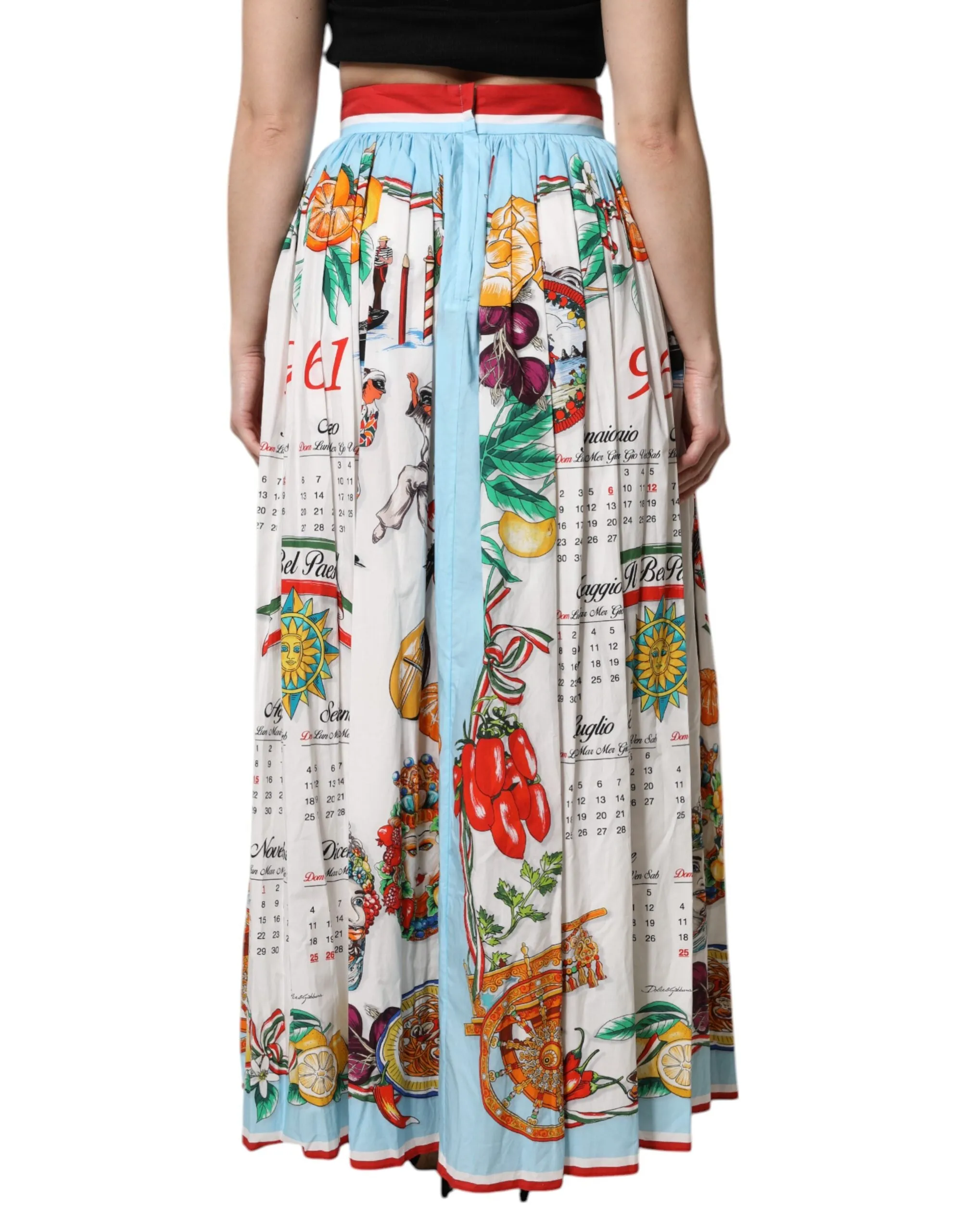 White Calendar Print Cotton Gathered Maxi Skirt sold by Lord & Taylor product image thumbnail 4