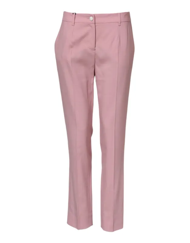 Pink Wool Mid Waist Tapered Pants sold by Lord & Taylor