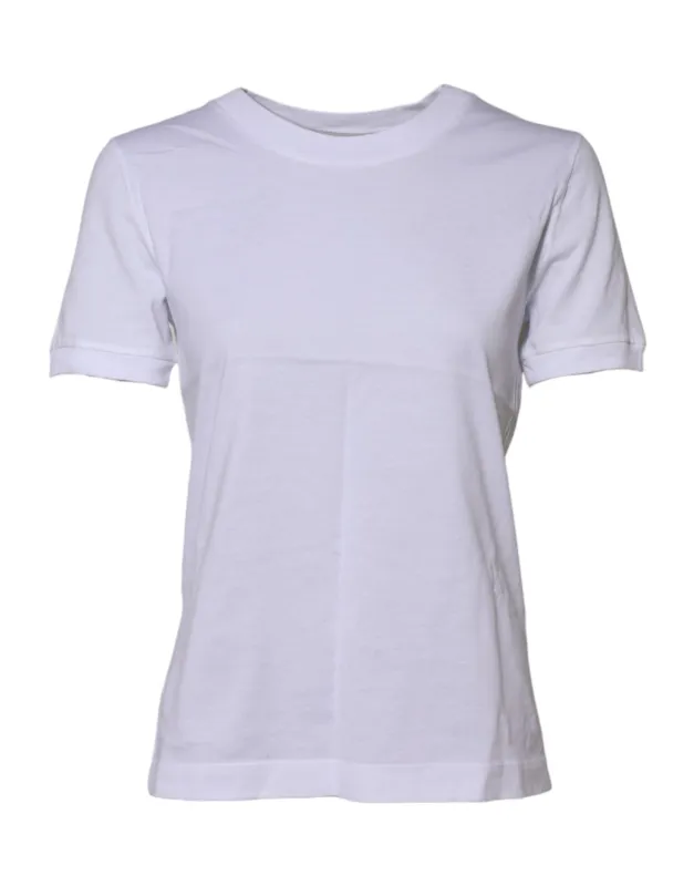 White Cotton Round Neck Short Sleeves T-shirt sold by Lord & Taylor