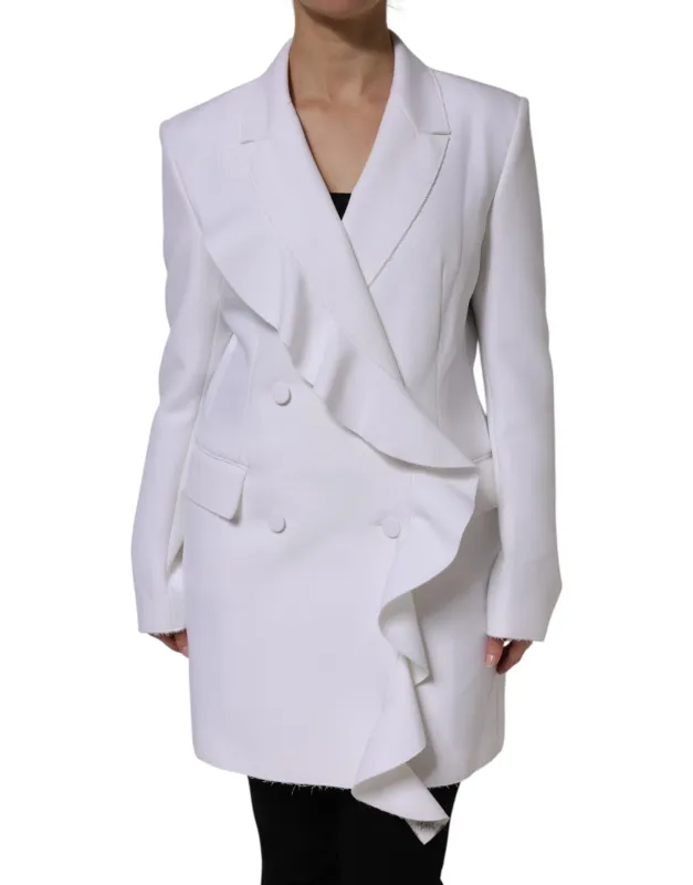 White Polyester Long Sleeves Ruffled Wrap Jacket sold by Lord & Taylor
