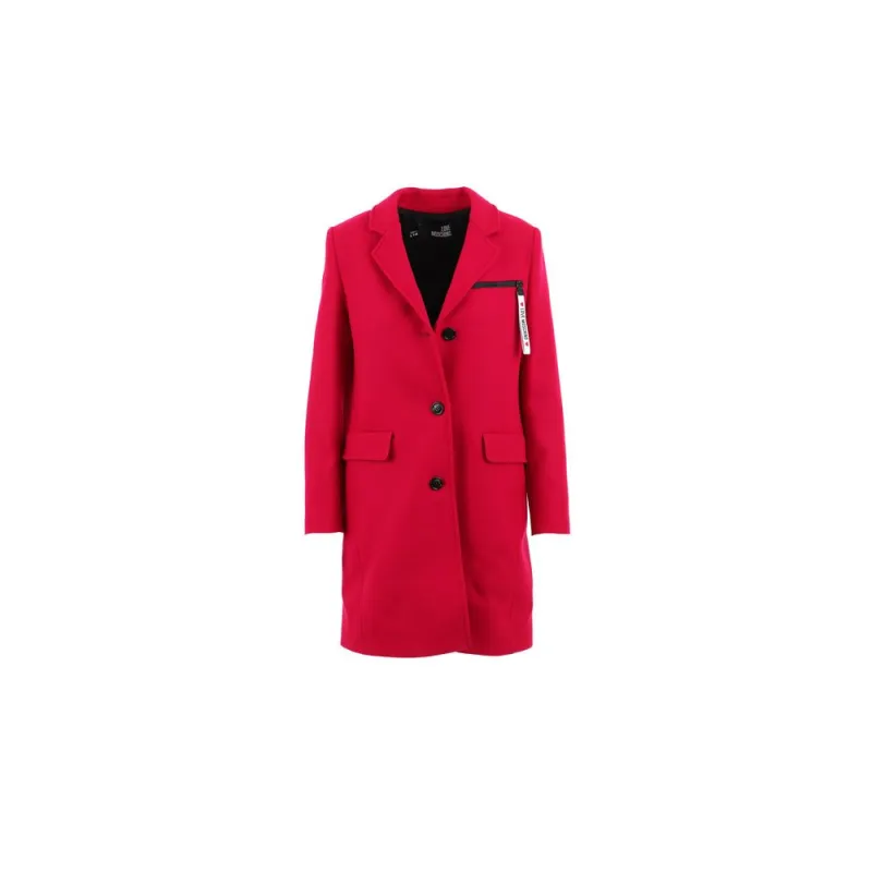 Chic Pink Woolen Coat with Logo Details sold by Lord & Taylor