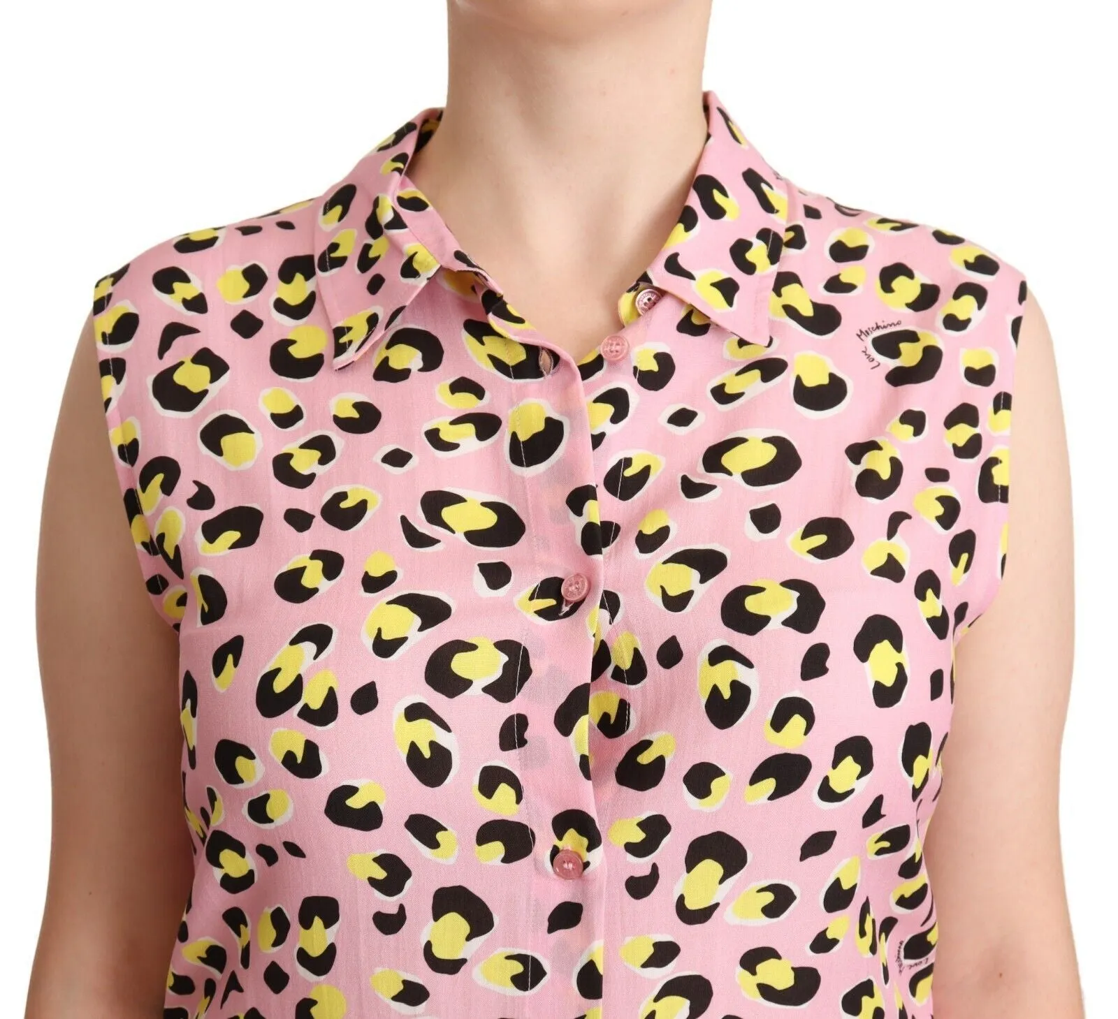 Pink Leopard Print Sleeveless Collared Polo Top sold by Lord & Taylor product image thumbnail 3