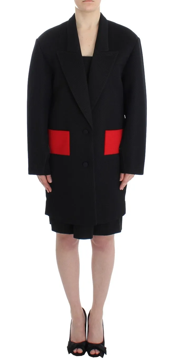 Black Coat Trench Long Draped Jacket Blazer sold by Lord & Taylor