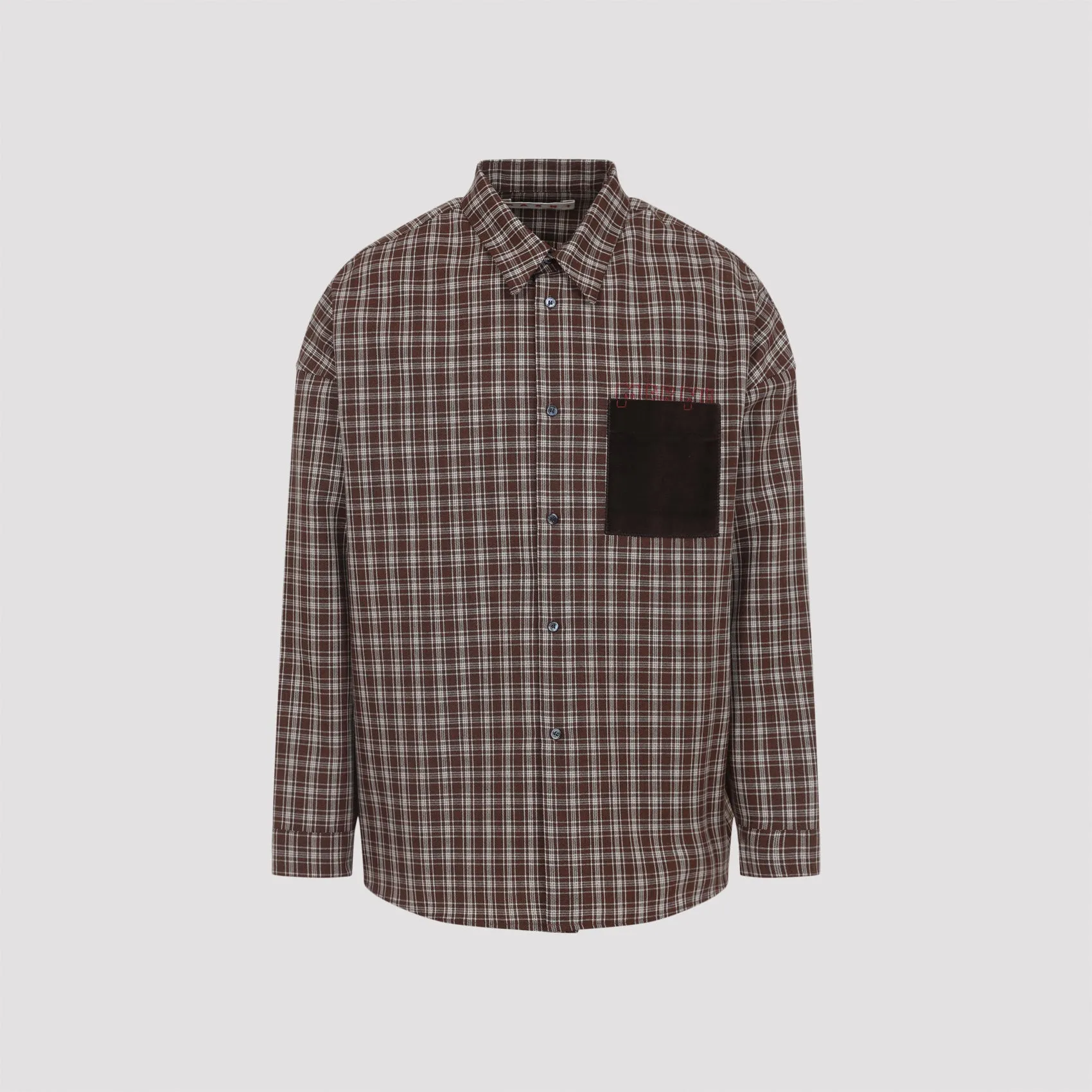 BROWN VIRGIN WOOL CHECK GRAIN DE POUDRE WOOL SHIRT sold by Lord & Taylor product image thumbnail 2