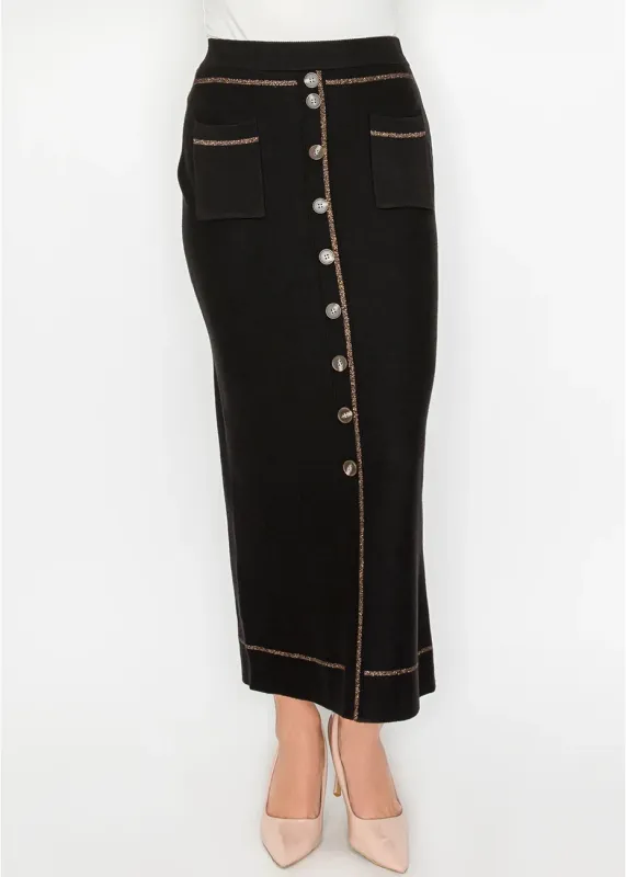 Black Knit Skirt with Shimmer Trim sold by Lord & Taylor