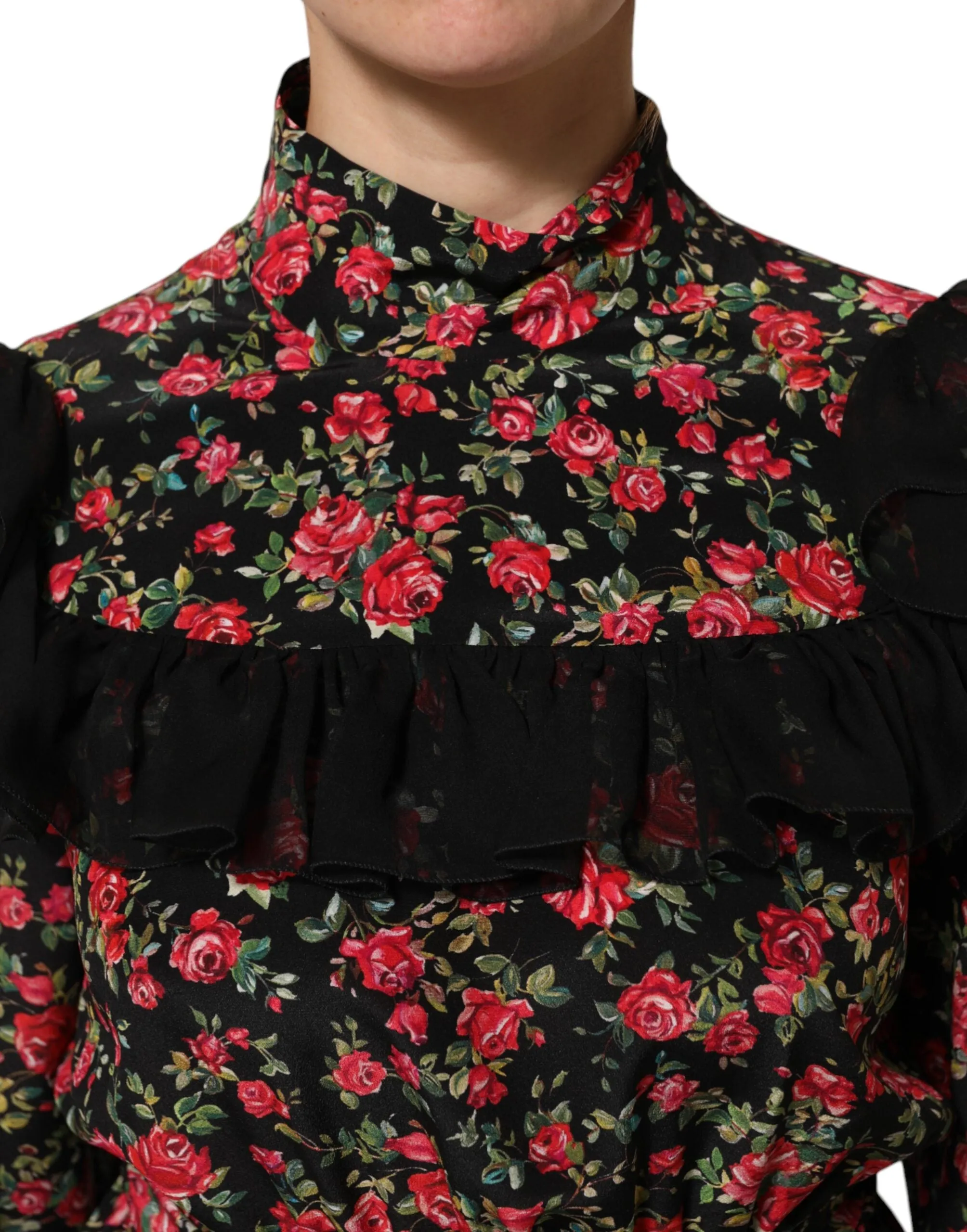Black Floral Print Long Sleeve Blouse Top sold by Lord & Taylor product image thumbnail 5