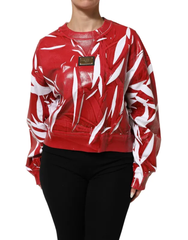 Red White Cotton Printed Pullover Sweater sold by Lord & Taylor