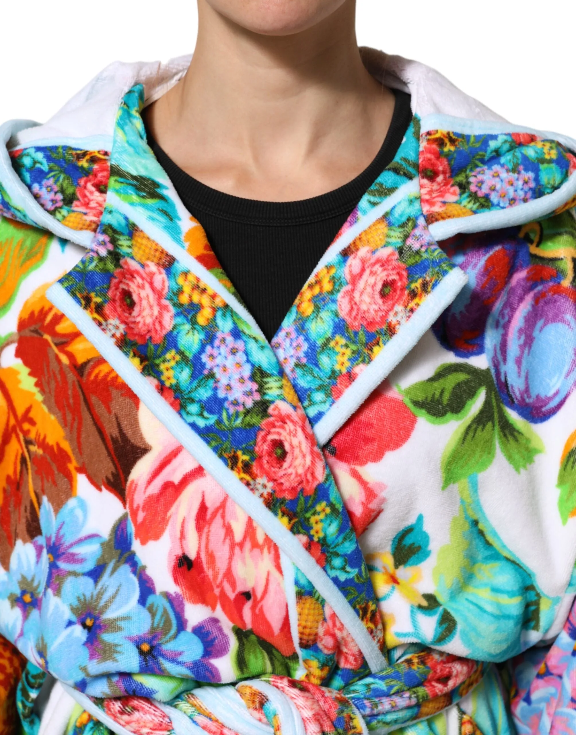 Multicolor Floral Print Belted Bathrobe Coat Jacket sold by Lord & Taylor product image thumbnail 5