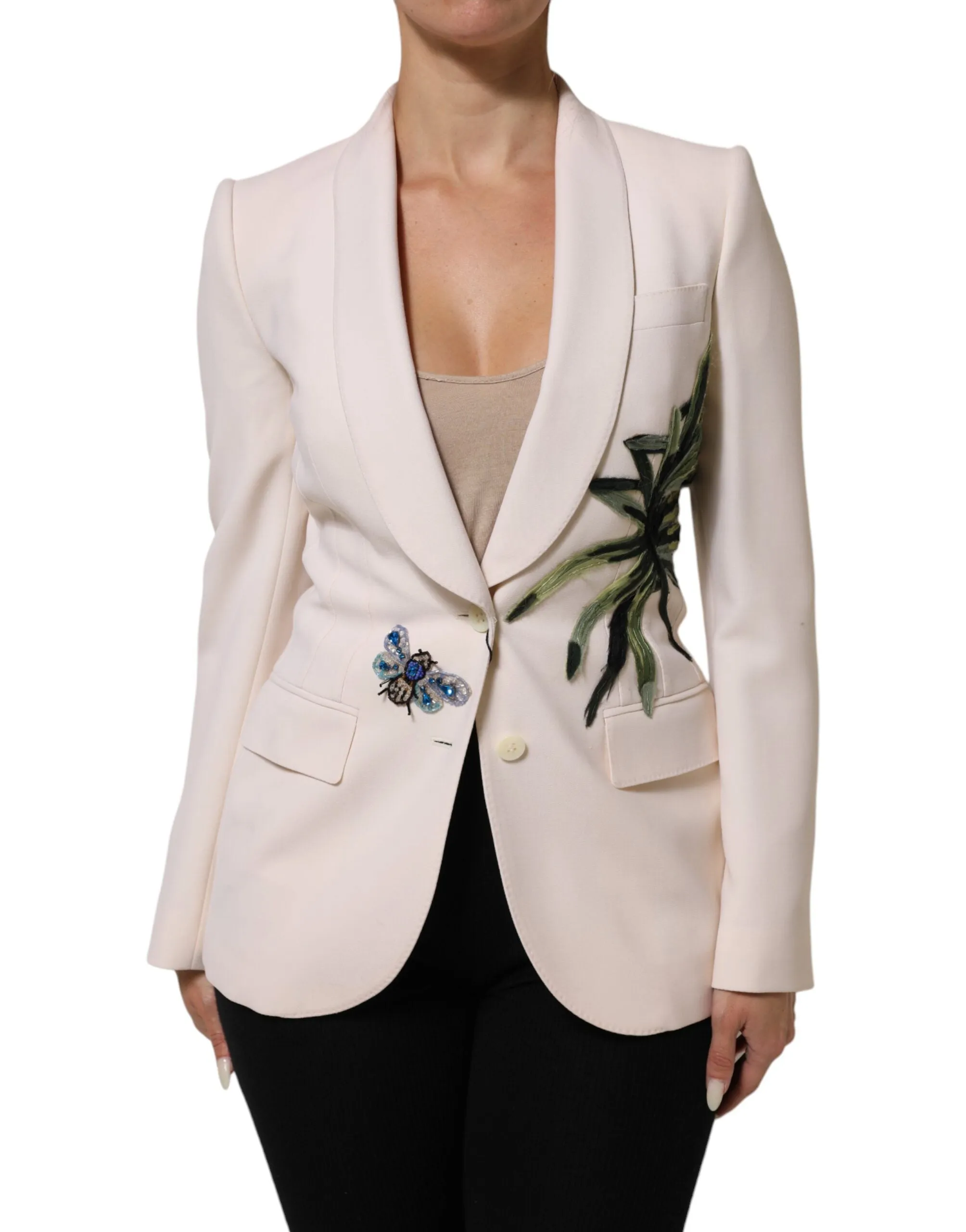 Beige Embroidered Single Breasted Jacket sold by Lord & Taylor product image thumbnail 2