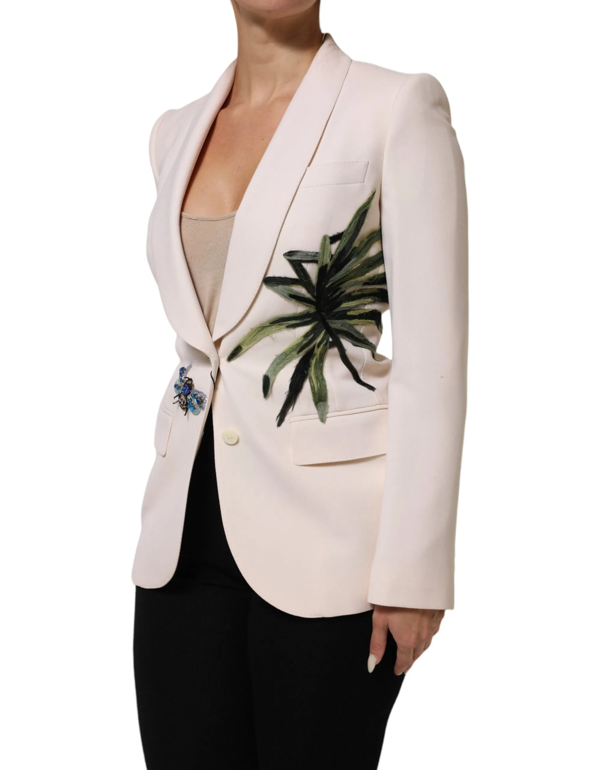 Beige Embroidered Single Breasted Jacket sold by Lord & Taylor product image thumbnail 3