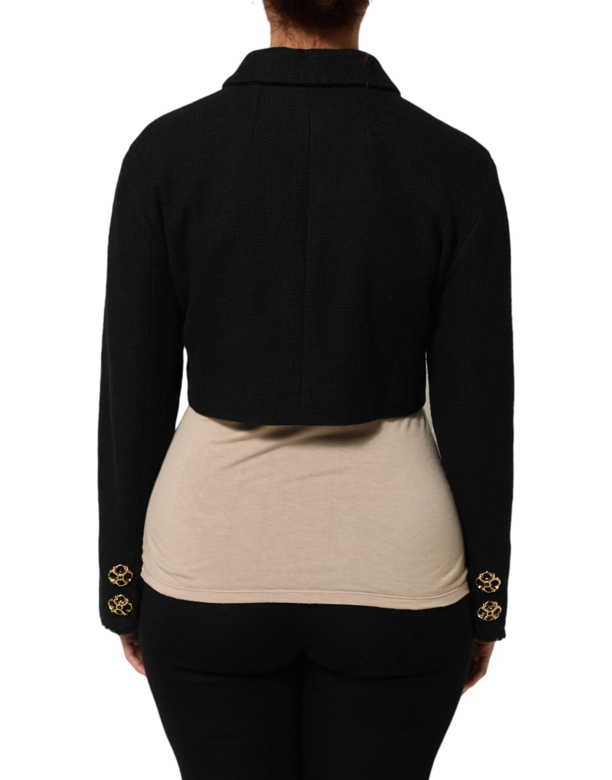 Black Cotton Full Zip Cropped Coat Jacket sold by Lord & Taylor product image thumbnail 4