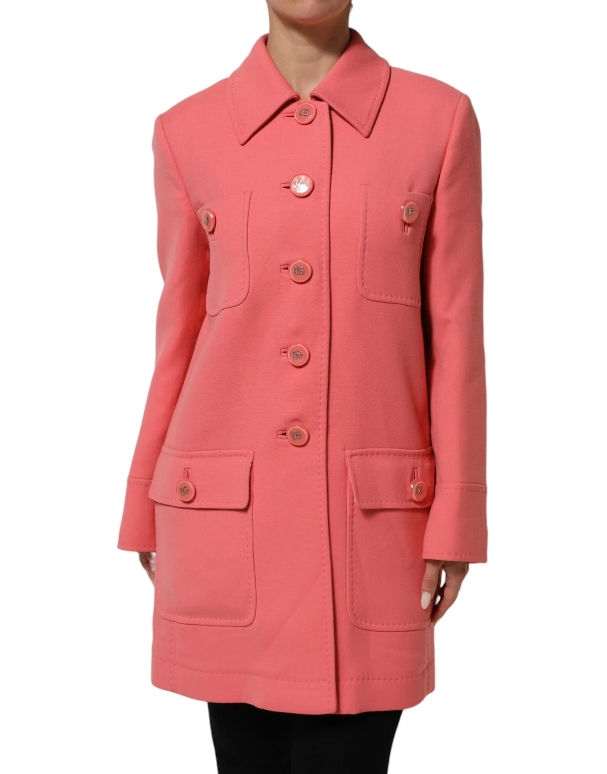 Pink Buttoned Down Trench Coat Jacket sold by Lord & Taylor product image thumbnail 2