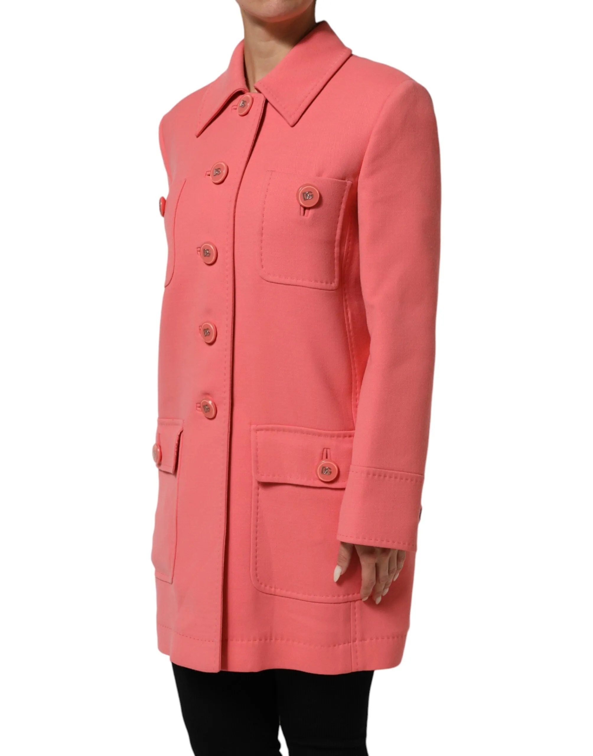 Pink Buttoned Down Trench Coat Jacket sold by Lord & Taylor product image thumbnail 3