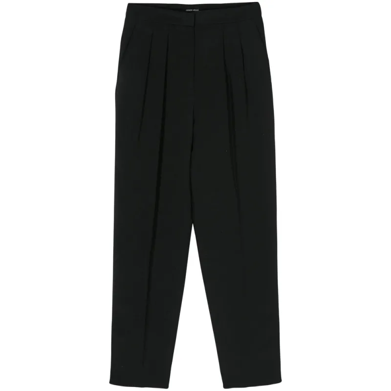 Giorgio Armani Black Silk Tapered Trousers made by Giorgio Armani