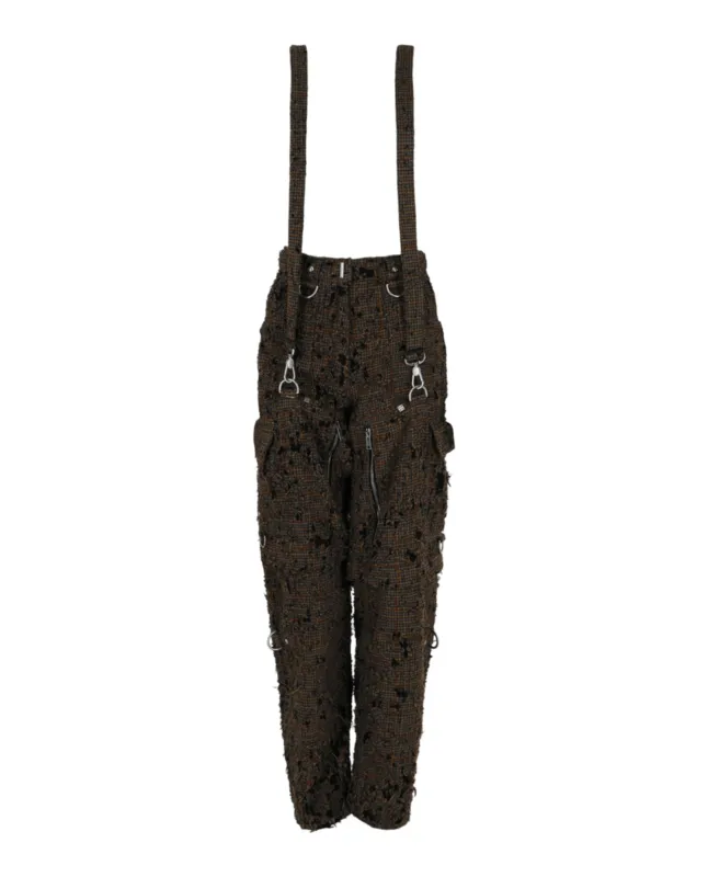 Two In One Detachable Pants In Destroyed Checks With Suspenders sold by Lord & Taylor
