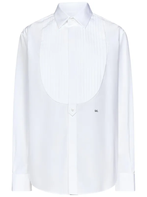 Relaxed White Shirt with Pleated Plastron sold by Lord & Taylor