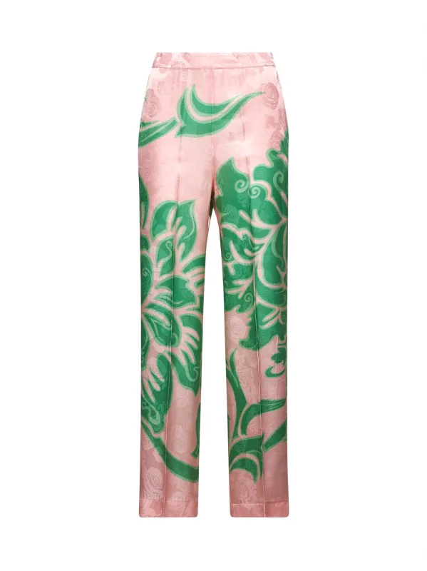 Pink Jacquard Printed Palazzo Trousers made by Etro