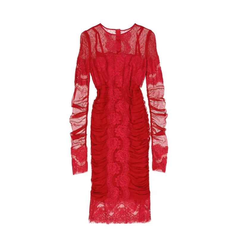 Dolce & Gabbana Lace Rouches Dress sold by Lord & Taylor