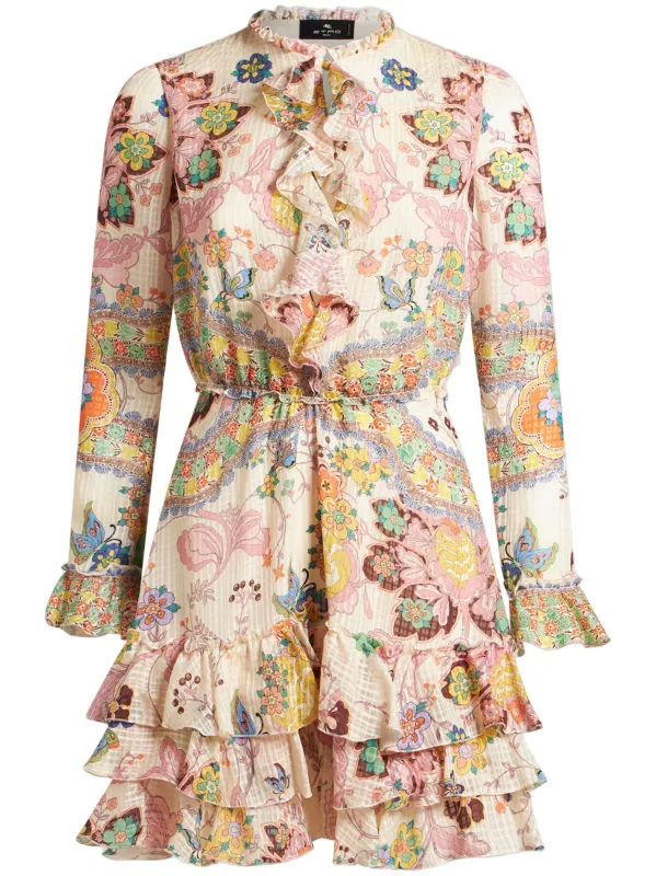 MULTICOLOR SHORT SILK DRESS made by Etro