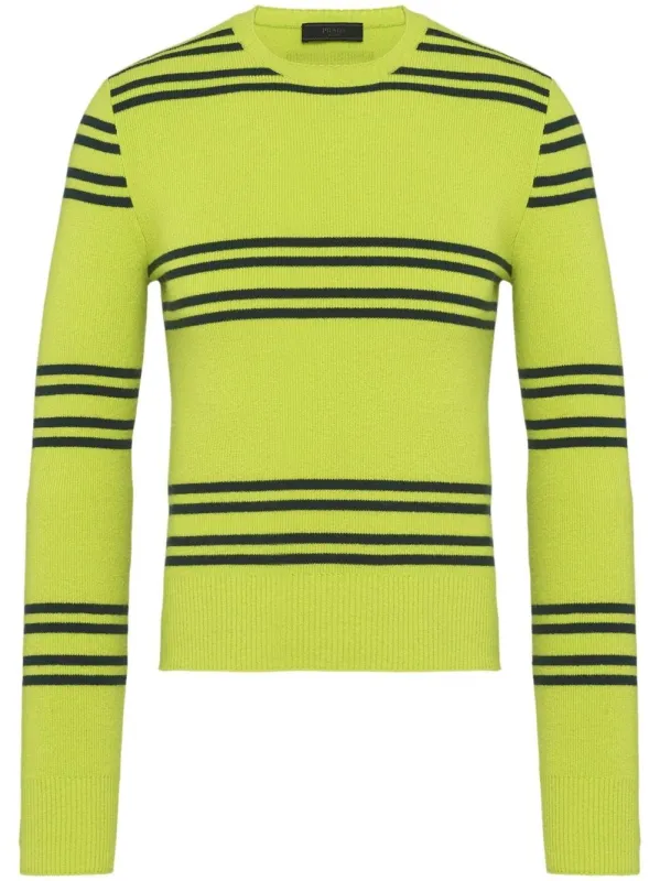 GREEN COTTON CREW-NECK SWEATER made by Prada