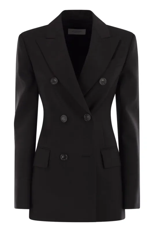 DOUBLE-BREASTED TAILORED BLACK BLAZER sold by Lord & Taylor