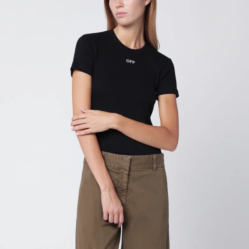 OFF-PRINT BLACK COTTON T-SHIRT sold by Lord & Taylor