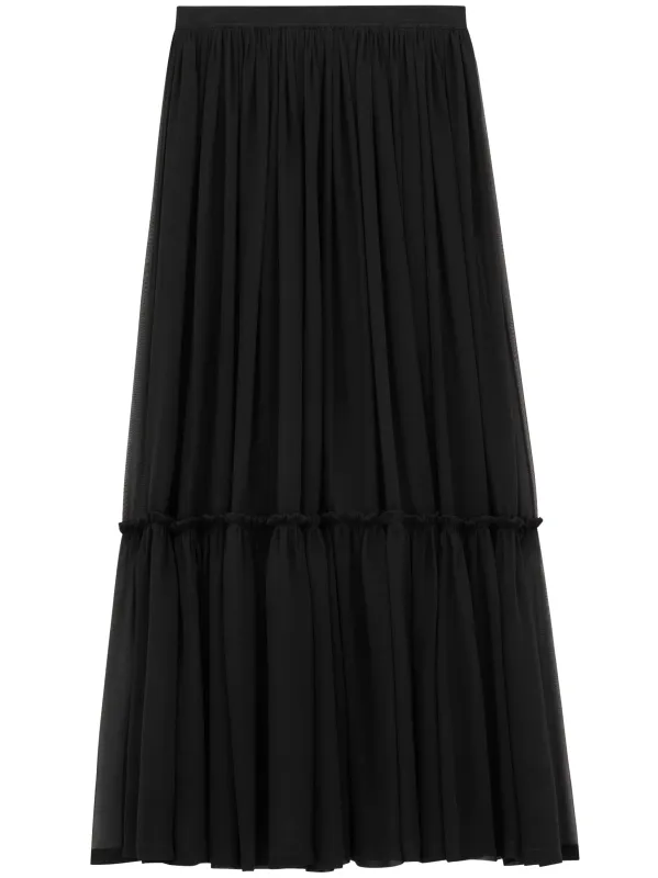 LONG RUFFLED BLACK SILK SKIRT sold by Lord & Taylor
